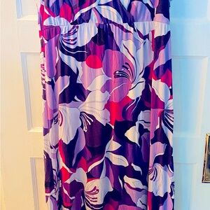 Jennifer Lopez Purple and Blue Floral Maxi Dress
